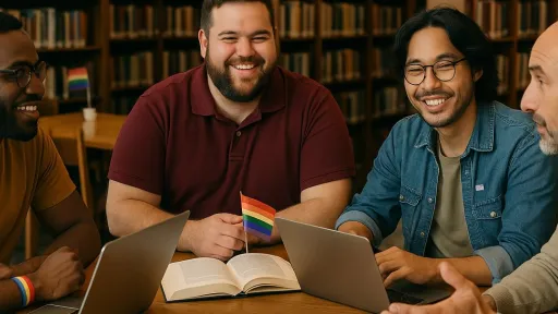 Diverse support staff seated at a table.